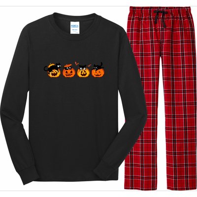 Black Cat And Pumpkin For Printing Cute Halloween Pumpkin Gift Long Sleeve Pajama Set