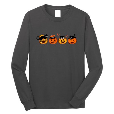 Black Cat And Pumpkin For Printing Cute Halloween Pumpkin Gift Long Sleeve Shirt