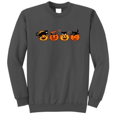 Black Cat And Pumpkin For Printing Cute Halloween Pumpkin Gift Tall Sweatshirt