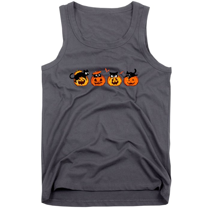 Black Cat And Pumpkin For Printing Cute Halloween Pumpkin Gift Tank Top