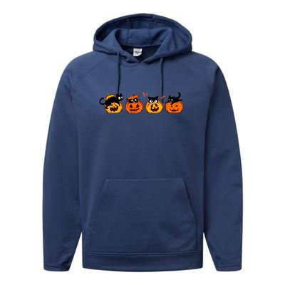 Black Cat And Pumpkin For Printing Cute Halloween Pumpkin Gift Performance Fleece Hoodie