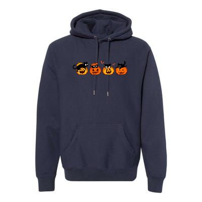 Black Cat And Pumpkin For Printing Cute Halloween Pumpkin Gift Premium Hoodie