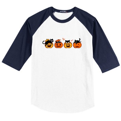 Black Cat And Pumpkin For Printing Cute Halloween Pumpkin Gift Baseball Sleeve Shirt