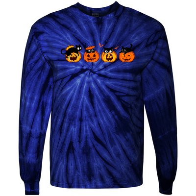 Black Cat And Pumpkin For Printing Cute Halloween Pumpkin Gift Tie-Dye Long Sleeve Shirt