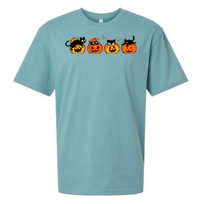 Black Cat And Pumpkin For Printing Cute Halloween Pumpkin Gift Sueded Cloud Jersey T-Shirt