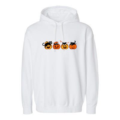 Black Cat And Pumpkin For Printing Cute Halloween Pumpkin Gift Garment-Dyed Fleece Hoodie