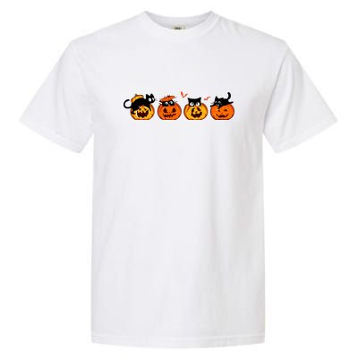 Black Cat And Pumpkin For Printing Cute Halloween Pumpkin Gift Garment-Dyed Heavyweight T-Shirt