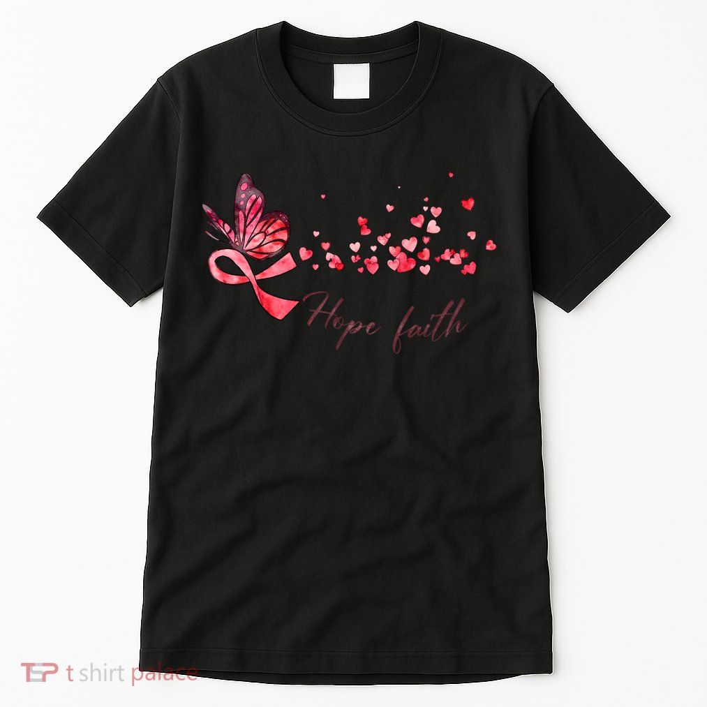 Breast Cancer Awareness Butterfly Pink Ribbon Hope Faith Tall T-Shirt