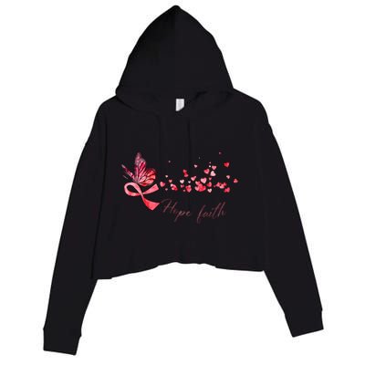 Breast Cancer Awareness Butterfly Pink Ribbon Hope Faith Crop Fleece Hoodie