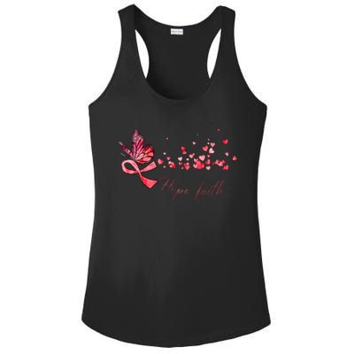 Breast Cancer Awareness Butterfly Pink Ribbon Hope Faith Ladies PosiCharge Competitor Racerback Tank