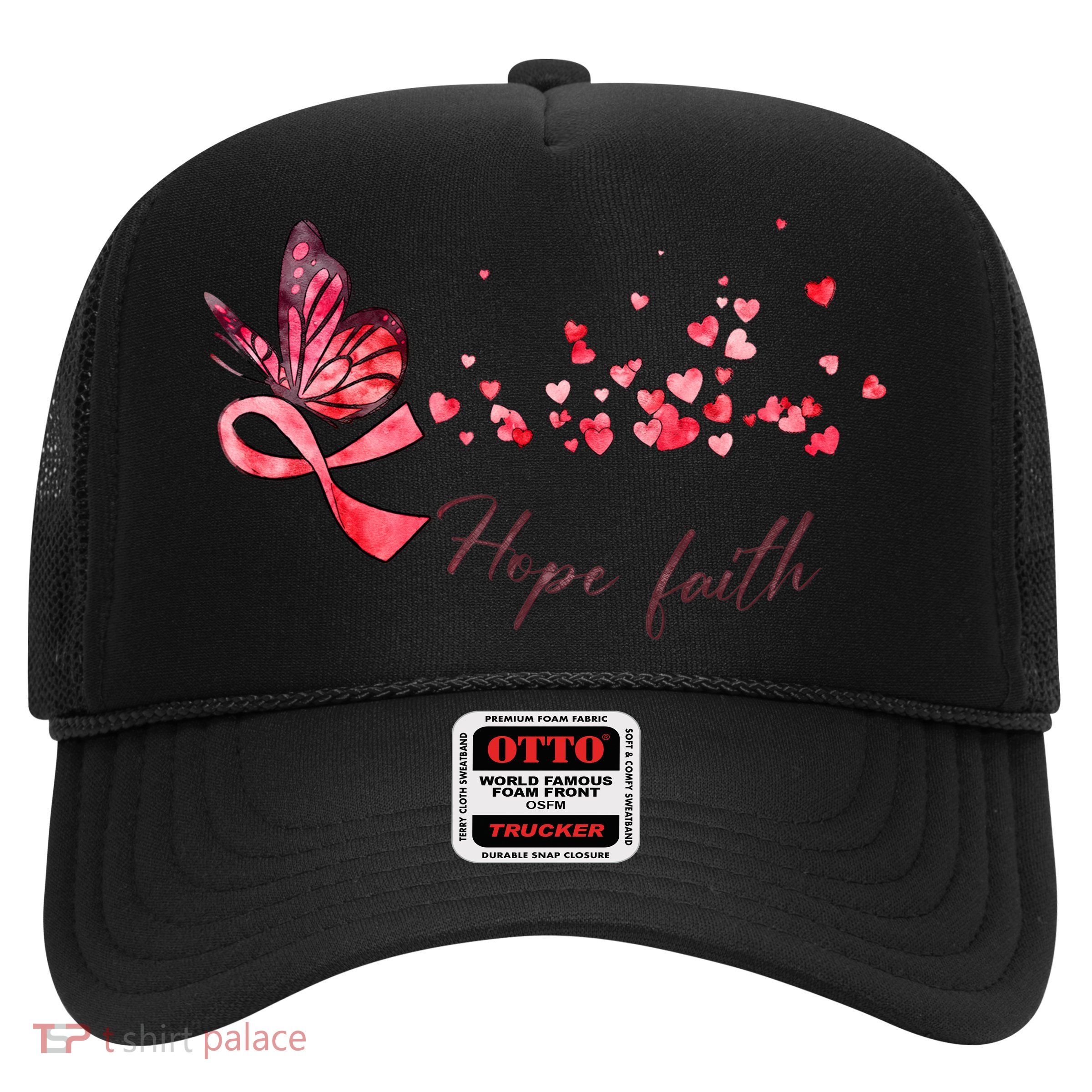 Breast Cancer Awareness Butterfly Pink Ribbon Hope Faith Trucker Hat
