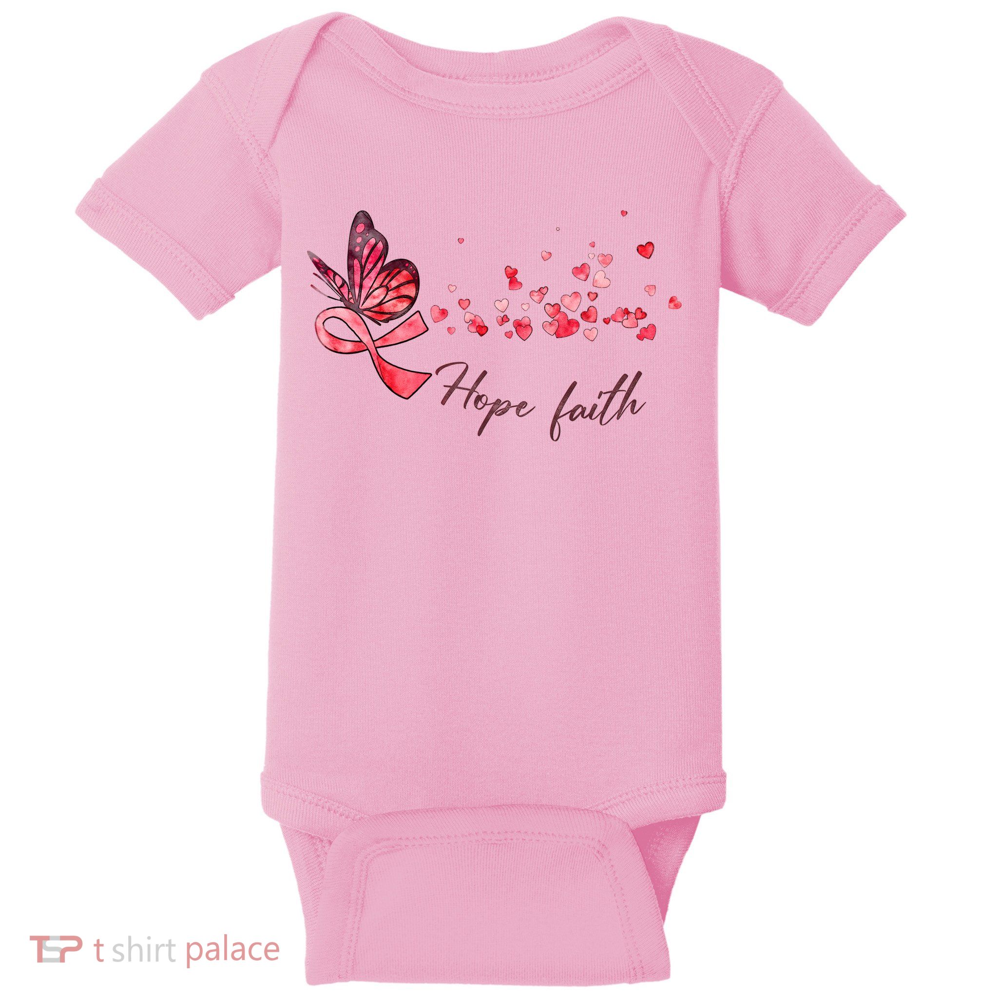 Breast Cancer Awareness Butterfly Pink Ribbon Hope Faith Baby Bodysuit