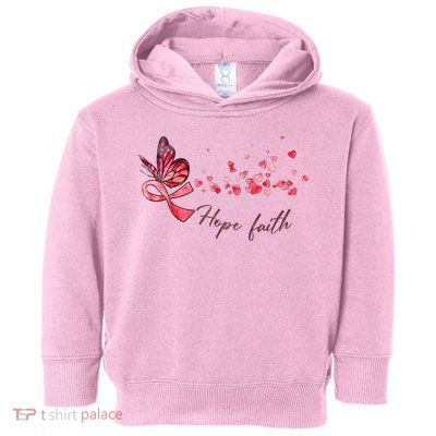 Breast Cancer Awareness Butterfly Pink Ribbon Hope Faith Toddler Hoodie