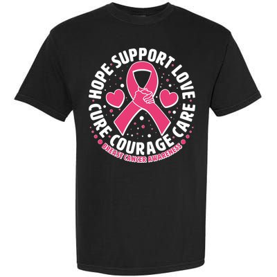 Breast Cancer Awareness Hope Support Love Cure Courage Care Garment-Dyed Heavyweight T-Shirt