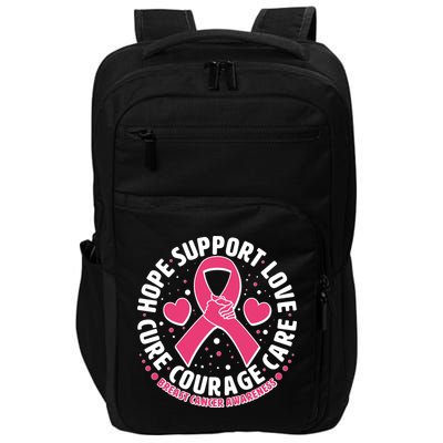 Breast Cancer Awareness Hope Support Love Cure Courage Care Impact Tech Backpack