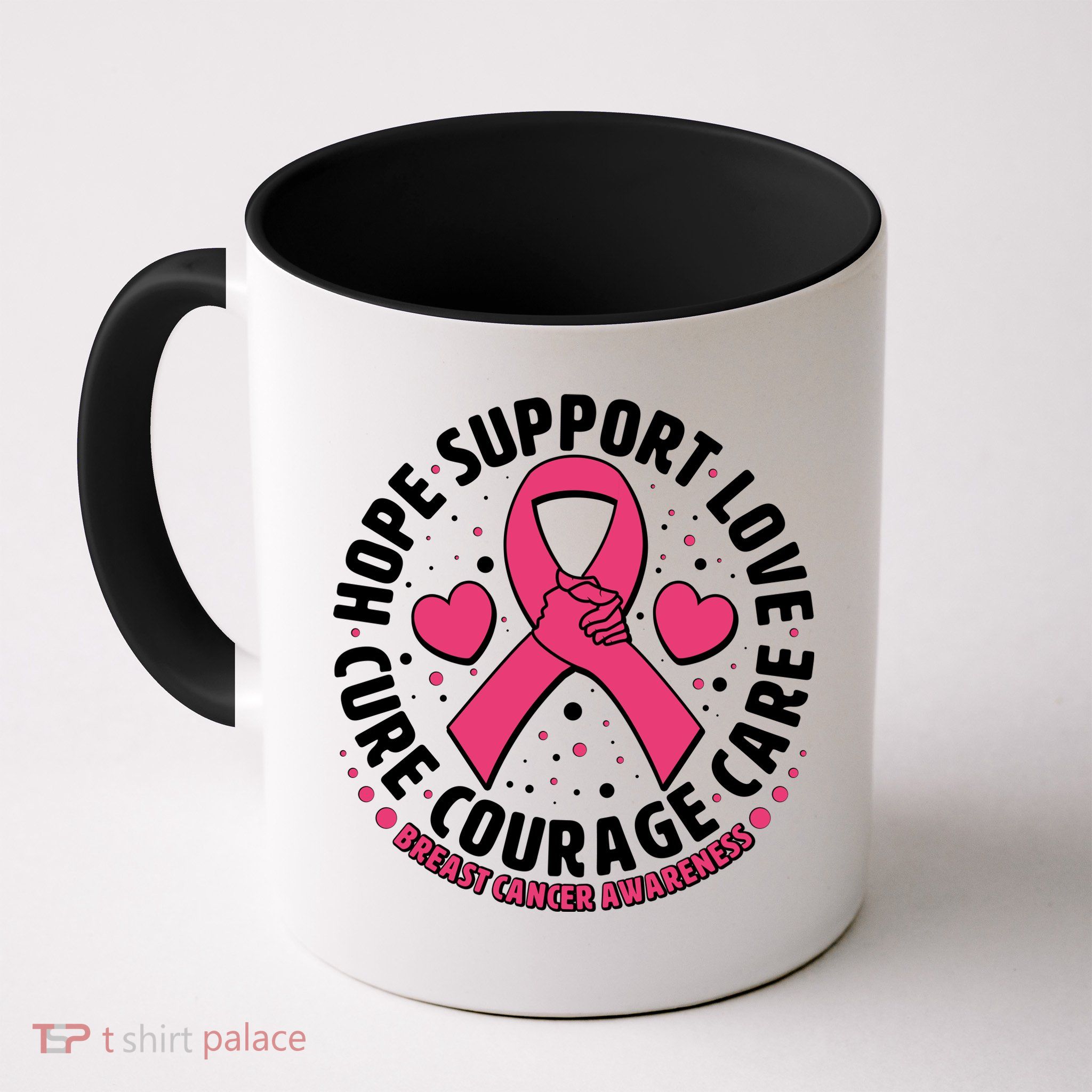Breast Cancer Awareness Hope Support Love Cure Courage Care Coffee Mug