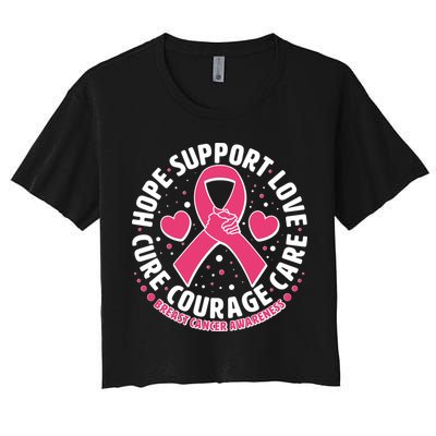 Breast Cancer Awareness Hope Support Love Cure Courage Care Crop Top