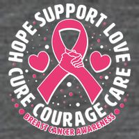 Breast Cancer Awareness Hope Support Love Cure Courage Care 7-Panel Snapback Hat