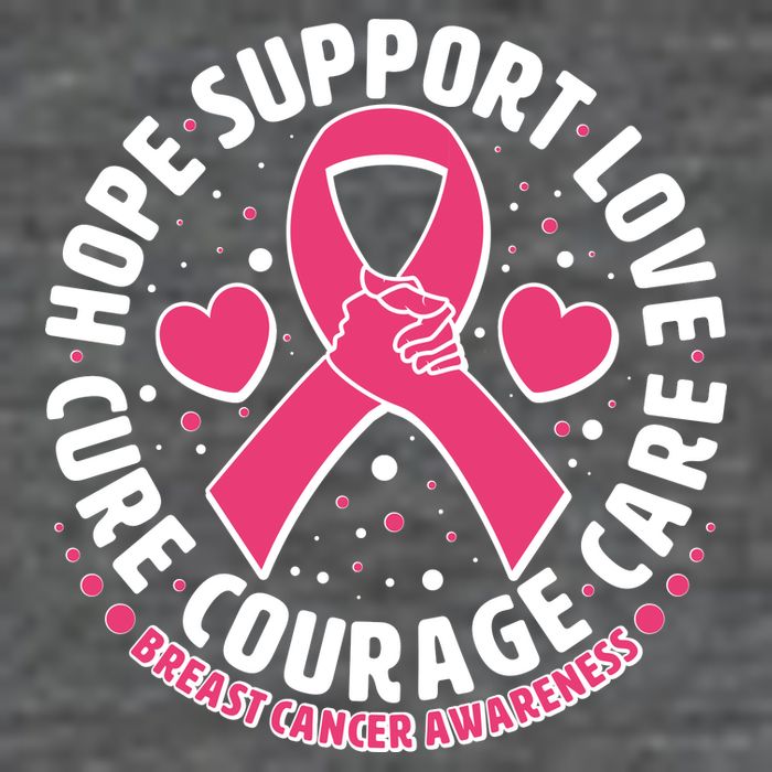 Breast Cancer Awareness Hope Support Love Cure Courage Care 7-Panel Snapback Hat