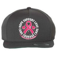 Breast Cancer Awareness Hope Support Love Cure Courage Care Wool Snapback Cap