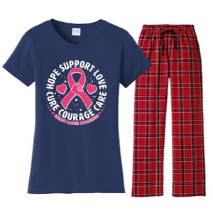 Breast Cancer Awareness Hope Support Love Cure Courage Care Women's Flannel Pajama Set