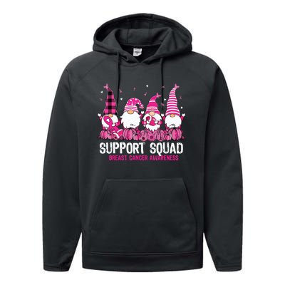 Breast Cancer Awareness Shirts For Gnomes Support Squad Performance Fleece Hoodie