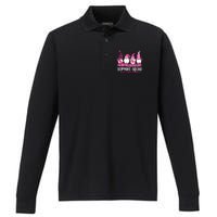 Breast Cancer Awareness Shirts For Gnomes Support Squad Performance Long Sleeve Polo