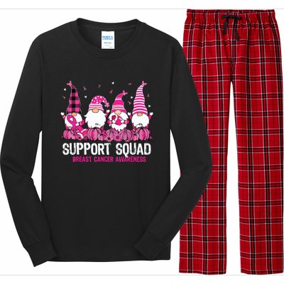 Breast Cancer Awareness Shirts For Gnomes Support Squad Long Sleeve Pajama Set