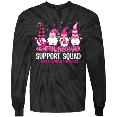 Breast Cancer Awareness Shirts For Gnomes Support Squad Tie-Dye Long Sleeve Shirt