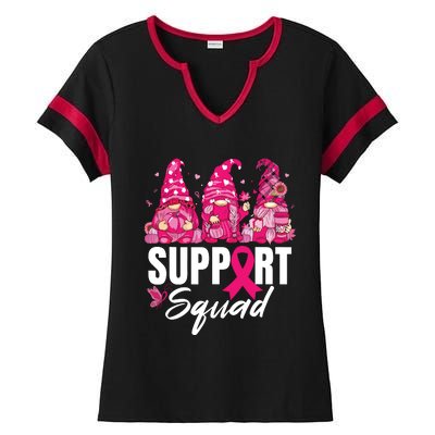 Breast Cancer Awareness Shirts For Gnomes Support Squad Ladies Halftime Notch Neck Tee