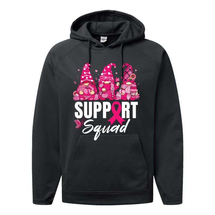 Breast Cancer Awareness Shirts For Gnomes Support Squad Performance Fleece Hoodie