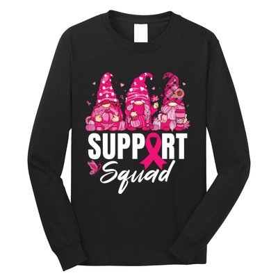 Breast Cancer Awareness Shirts For Gnomes Support Squad Long Sleeve Shirt