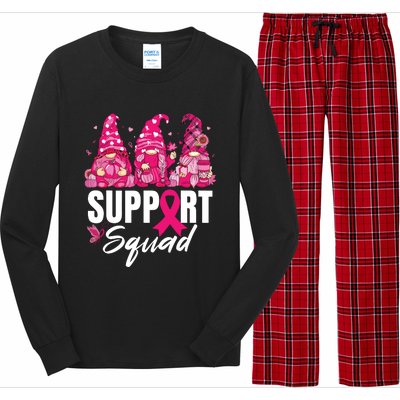 Breast Cancer Awareness Shirts For Gnomes Support Squad Long Sleeve Pajama Set