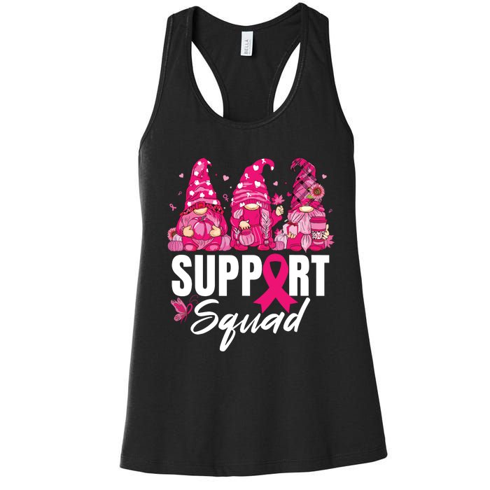 Breast Cancer Awareness Shirts For Gnomes Support Squad Women's Racerback Tank