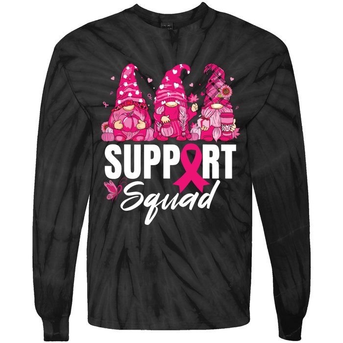 Breast Cancer Awareness Shirts For Gnomes Support Squad Tie-Dye Long Sleeve Shirt