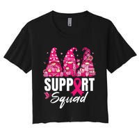 Breast Cancer Awareness Shirts For Gnomes Support Squad Women's Crop Top Tee