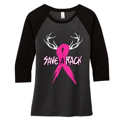 Breast Cancer Awareness Outfit Save A Rack Women's Tri-Blend 3/4-Sleeve Raglan Shirt