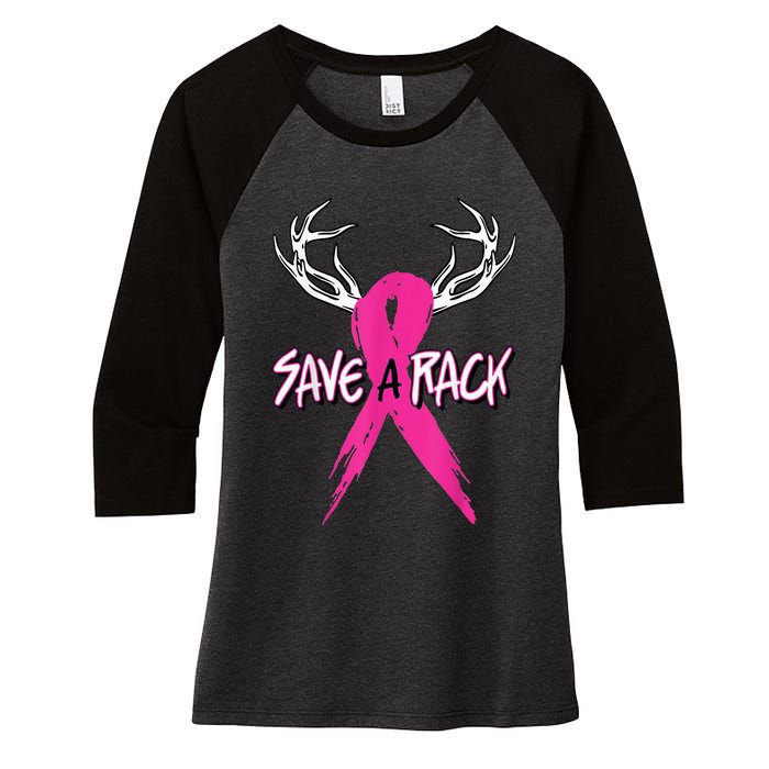 Breast Cancer Awareness Outfit Save A Rack Women's Tri-Blend 3/4-Sleeve Raglan Shirt