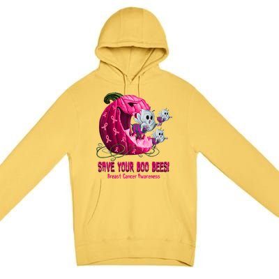 Breast Cancer Awareness Boos Pumpkin Save Your Boo Bees Gift Premium Pullover Hoodie