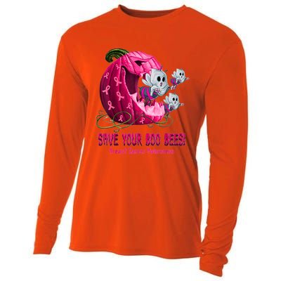 Breast Cancer Awareness Boos Pumpkin Save Your Boo Bees Gift Cooling Performance Long Sleeve Crew