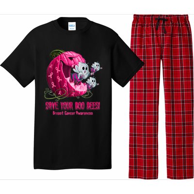 Breast Cancer Awareness Boos Pumpkin Save Your Boo Bees Gift Pajama Set