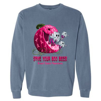 Breast Cancer Awareness Boos Pumpkin Save Your Boo Bees Gift Garment-Dyed Sweatshirt