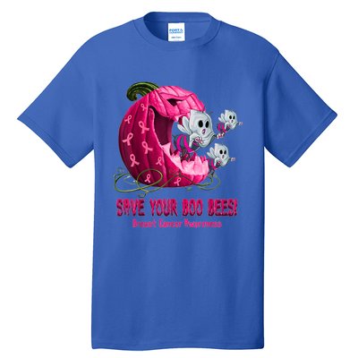 Breast Cancer Awareness Boos Pumpkin Save Your Boo Bees Gift Tall T-Shirt