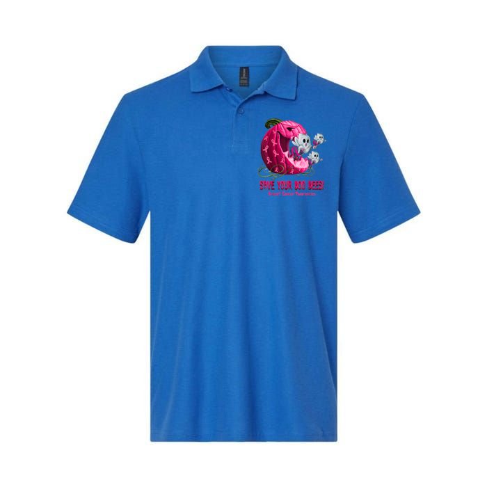 Breast Cancer Awareness Boos Pumpkin Save Your Boo Bees Gift Softstyle Adult Sport Polo