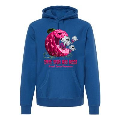 Breast Cancer Awareness Boos Pumpkin Save Your Boo Bees Gift Premium Hoodie