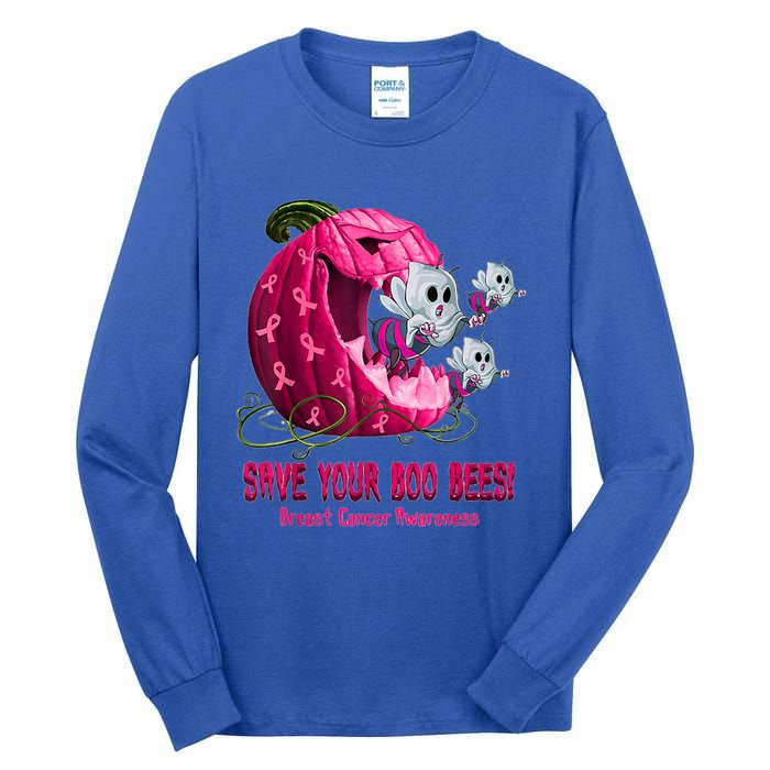 Breast Cancer Awareness Boos Pumpkin Save Your Boo Bees Gift Tall Long Sleeve T-Shirt