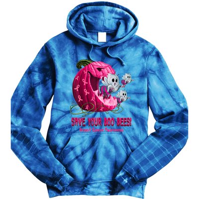 Breast Cancer Awareness Boos Pumpkin Save Your Boo Bees Gift Tie Dye Hoodie