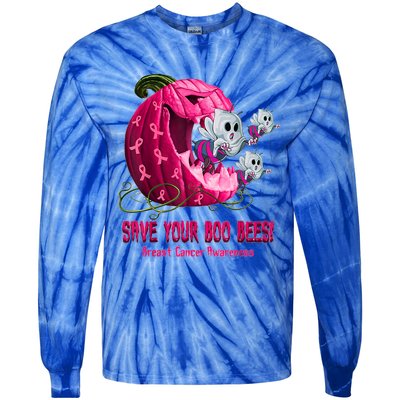 Breast Cancer Awareness Boos Pumpkin Save Your Boo Bees Gift Tie-Dye Long Sleeve Shirt