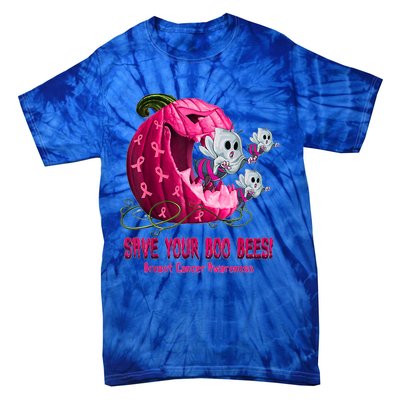 Breast Cancer Awareness Boos Pumpkin Save Your Boo Bees Gift Tie-Dye T-Shirt