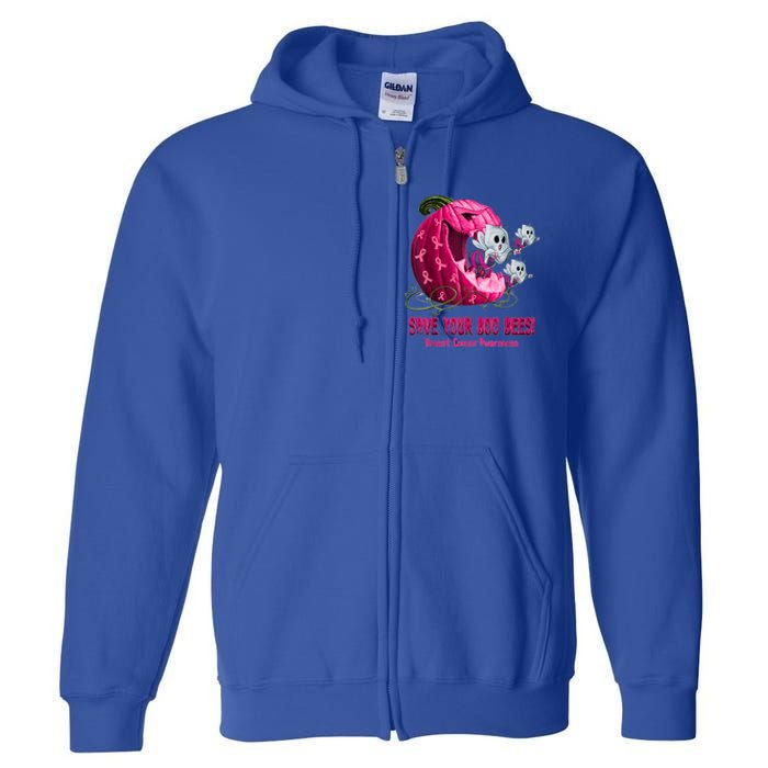 Breast Cancer Awareness Boos Pumpkin Save Your Boo Bees Gift Full Zip Hoodie